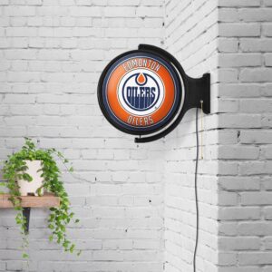 Edmonton Oilers: Officially Licensed Round Illuminated Rotating Wall Sign 21" x 5" by Fathead | Metal